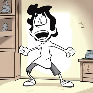 In the cartoon, the character's body shakes with vibration every time they get frightened.