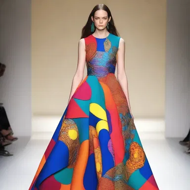The fashion designer incorporated vibrant colors and dynamic patterns in the dress to create a sense of vibration.