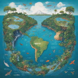 A visually impactful poster featuring Earth, lush greenery, and clear waters, embellished with illustrations portraying environmental issues such as deforestation, pollution, and climate change. Powerful words promoting sustainability and conservation are prominently displayed.