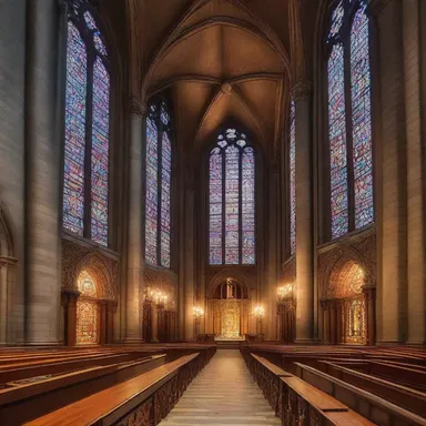 The grand cathedral featured intricate stained glass windows and lamented ceilings.