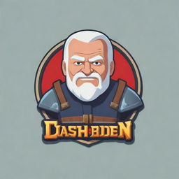 Design a logo inspired by Clash of Clans video game with the text 'Slow Joe Biden'. Incorporate cartoony medieval elements and the color palette of the game.