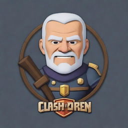 Design a logo inspired by Clash of Clans video game with the text 'Slow Joe Biden'. Incorporate cartoony medieval elements and the color palette of the game.