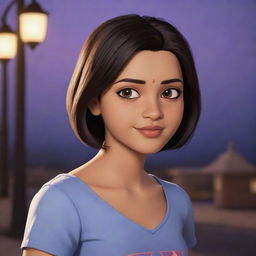 A cartoon representation of a teenage girl with shoulder-length short hair, exhibiting an Indian skin tone, capturing the ambiance of a character from Twilight.