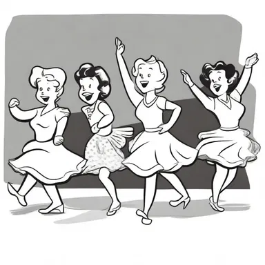 The cartoonist created a hilarious comic strip featuring a group of characters swinging and twirling in a lindy dance competition.