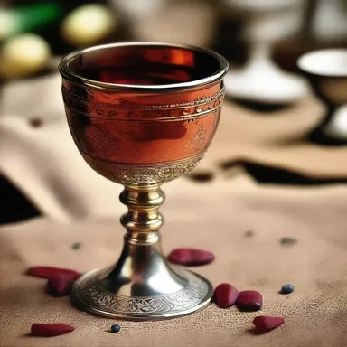 After the ceremonial wine was consumed, only the dregs remained at the bottom of the chalice.