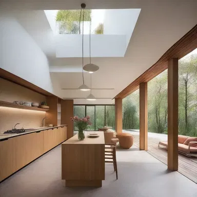The design of this house incorporates eudemonism principles, creating spaces that promote personal well-being and rational living.
