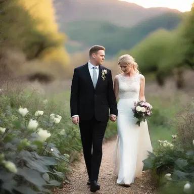 As the sun set behind the hills, the couple strolled through the garden hand in hand, admiring the beautiful Black Hellebore flowers and feeling a romantic connection.