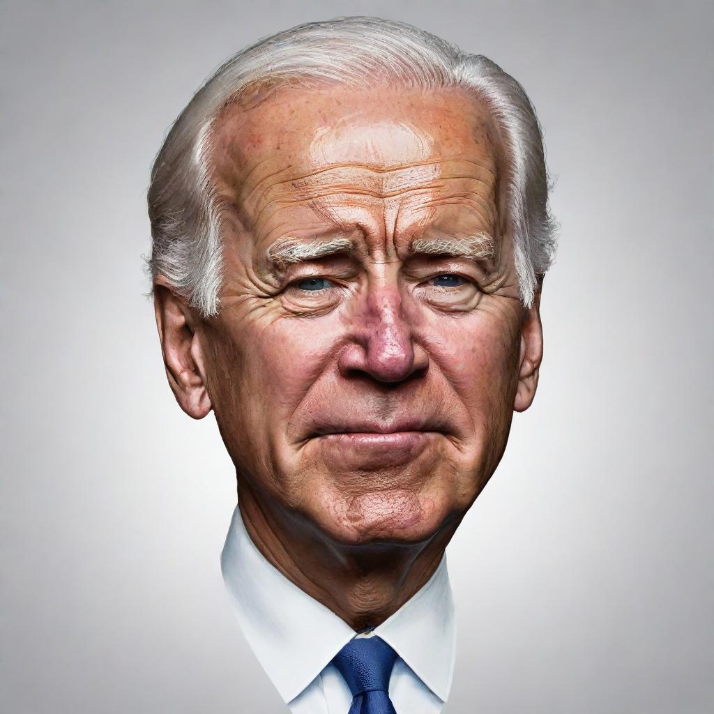 Illustrate a caricature of Joe Biden depicted as quite sleepy and tired, yet in a respectful and playful style, emphasizing his characteristic features.