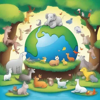The cartoon depicted a world where all creatures lived in perfect oneness, cooperating and living harmoniously.