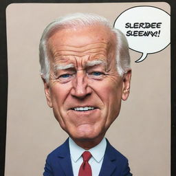 A Clash of Clans inspired cartoon caricature of a very tired Joe Biden, having trouble staying awake. Beneath the caricature, the phrase 'Sleepy Joe Biden' is clearly written.