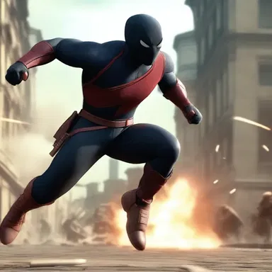 In the intense battle scene, the protagonist doubled over with a powerful stitch after sprinting.
