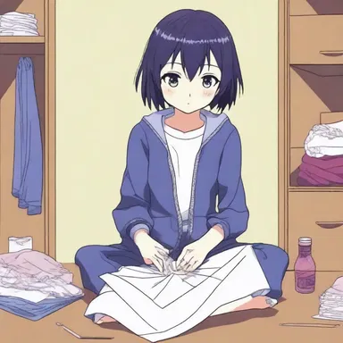 In the anime series, the protagonist learns how to stitch her torn clothes by herself.