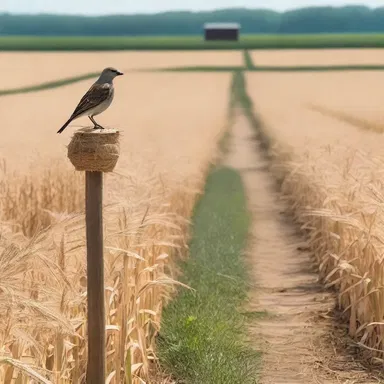 The bird-scarer was placed in the middle of the cornfield, adding a rustic charm to the landscape.