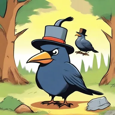 In the cartoon, the mischievous crows made fun of the bird-scarer by placing a hat on its head.
