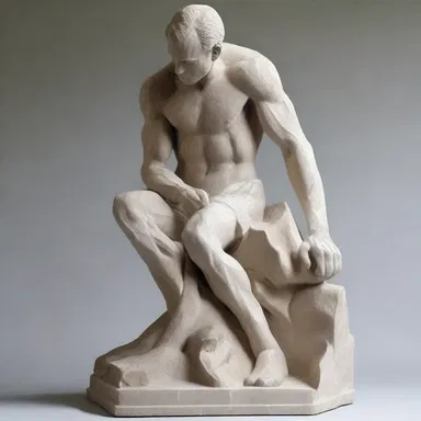The talented artist beautifully portrayed the determination and strength of the ledgeman in a stunning sculpture made entirely out of carved stone.