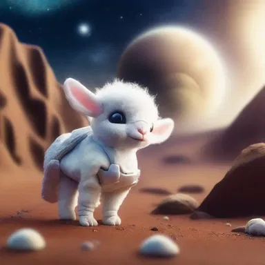 In the distant future, intergalactic travelers encountered a tiny lambkin on an alien planet.