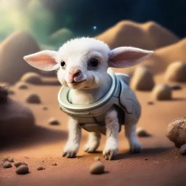 In the distant future, intergalactic travelers encountered a tiny lambkin on an alien planet.