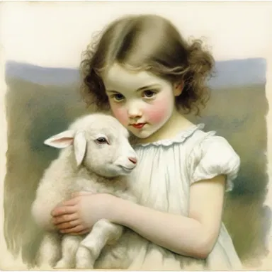 The artist vividly portrayed the innocence of a curious lambkin in her novel.