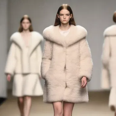 The designer showcased a collection inspired by the softness and purity of a fluffy lambkin.
