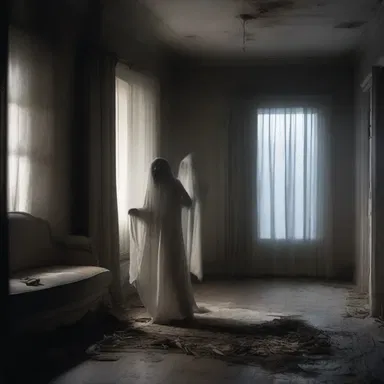 In the horror movie, the ghostly character freeloads off the living by haunting their homes.