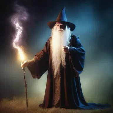 The wizard used his magic staff to concentrate his power and cast a powerful spell.