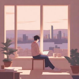 A digital art image displaying a calming lofi aesthetic