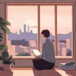 A digital art image displaying a calming lofi aesthetic