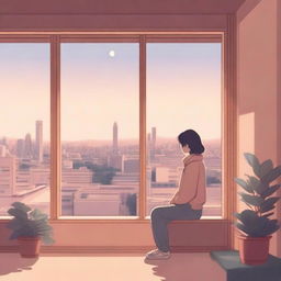 A digital art image displaying a calming lofi aesthetic