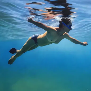 The artist beautifully painted a realistic portrayal of a pintado swimming in the ocean.