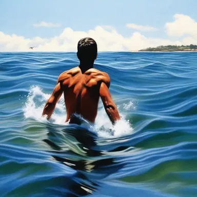 The artist beautifully painted a realistic portrayal of a pintado swimming in the ocean.