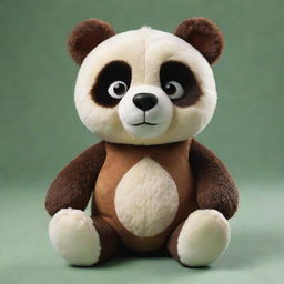 An attention-grabbing illustration of a teddy bear designed after the character of Kung Fu Panda, ample in plush charm.