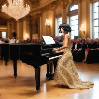 The renowned fashion designer hired an organist to perform at her glamorous runway show.