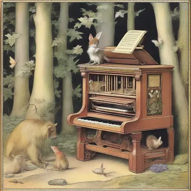 In the mystical realm of elves and fairies, the organist's music had the power to tame wild beasts.