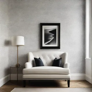 The interior design of the room highlighted the beautiful seam where the two contrasting wallpaper patterns met.