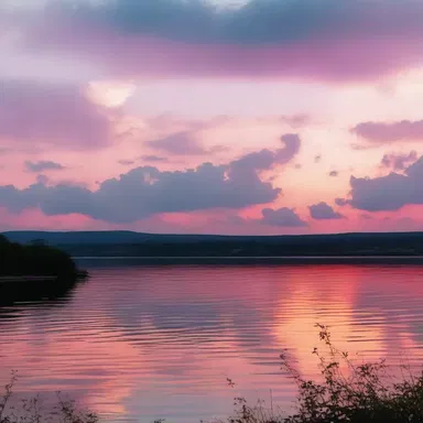The author used vivid descriptions of the white-pink sunset to create a romantic atmosphere in the novel.