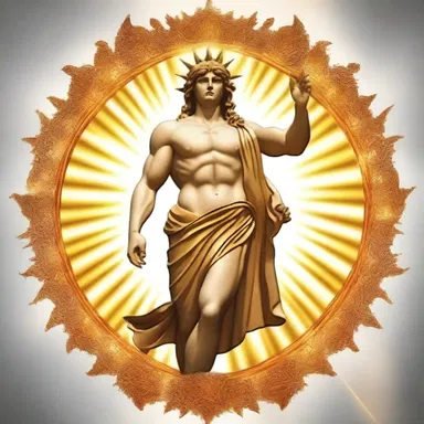 In Greek mythology, the sun god Apollo is often depicted with radial rays emanating from his head.