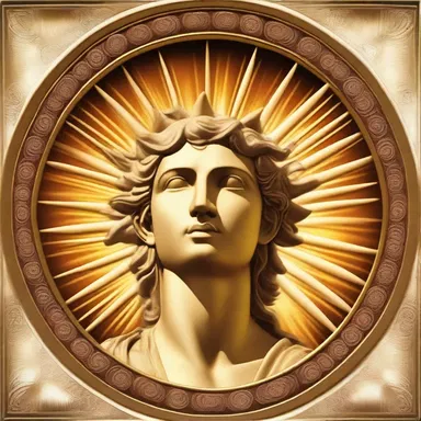 In Greek mythology, the sun god Apollo is often depicted with radial rays emanating from his head.