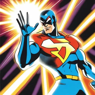In the cartoon, the superhero had a special power that allowed him to shoot radial beams of light from his hands.