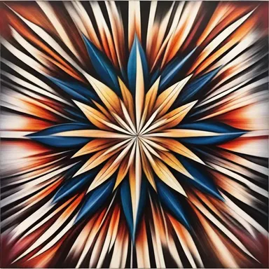 The artist created a beautiful painting with radial patterns, showcasing a harmonious arrangement of lines radiating from a central point.