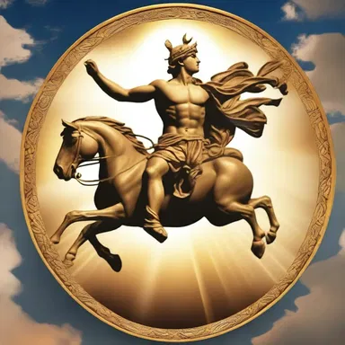 According to Greek mythology, Apollo, the god of the sun, rides his chariot across the sky in a radial path, bringing light to the world.