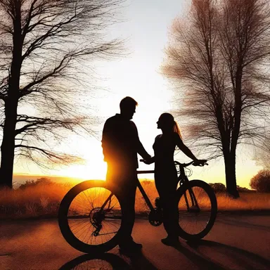 Sarah and Mark went for a romantic bike ride, enjoying the sunset on their radial tires.