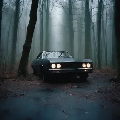 In the horror movie, the villain chased the protagonist through a dark forest, the sound of his footsteps echoing on the radial tires.