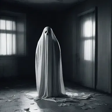 In the horror movie, the haunting voice of the ghost echoes through the house, repeatedly saying 'Leave now or face your doom!' using symploce to intensify the fear.