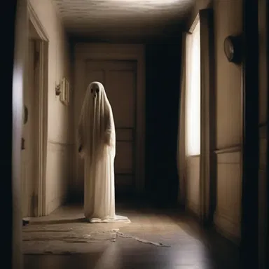 In the horror movie, the haunting voice of the ghost echoes through the house, repeatedly saying 'Leave now or face your doom!' using symploce to intensify the fear.