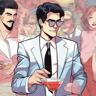 In the novel, the protagonist attends a party where everyone gets sloshed on cocktails.