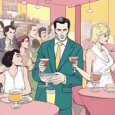 In the novel, the protagonist attends a party where everyone gets sloshed on cocktails.