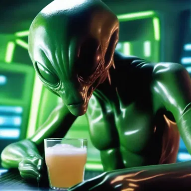 In the sci-fi story, an alien race becomes sloshed after consuming a mysterious extraterrestrial beverage.