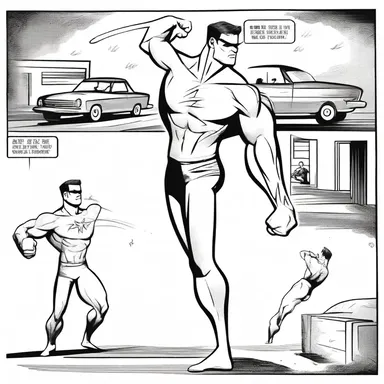 In the comic strip, the superhero effortlessly bends and twists due to his limber physique.