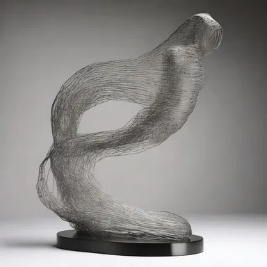 The sculptor used limber metal wire to create a dynamic and fluid sculpture.