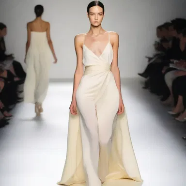The designer used limber fabrics like silk and satin to create flowy and flexible garments.